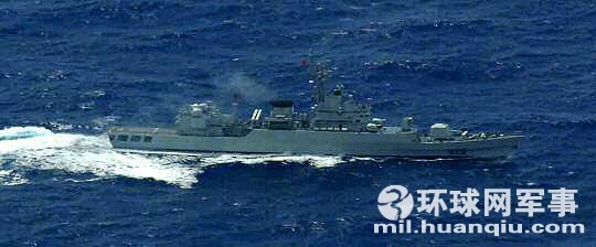 4月22日日本軍方公布跟蹤拍攝的在公海航行的中國海軍522號導彈護衛艦